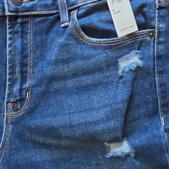 NEW Old Navy Power Slim Straight Zip Fly Mid-Dark Wash Distressed - 8S - Picture 13 of 15
